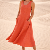 Luna – Rochie midi confortabilă în croială A