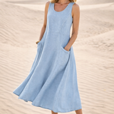 Luna – Rochie midi confortabilă în croială A