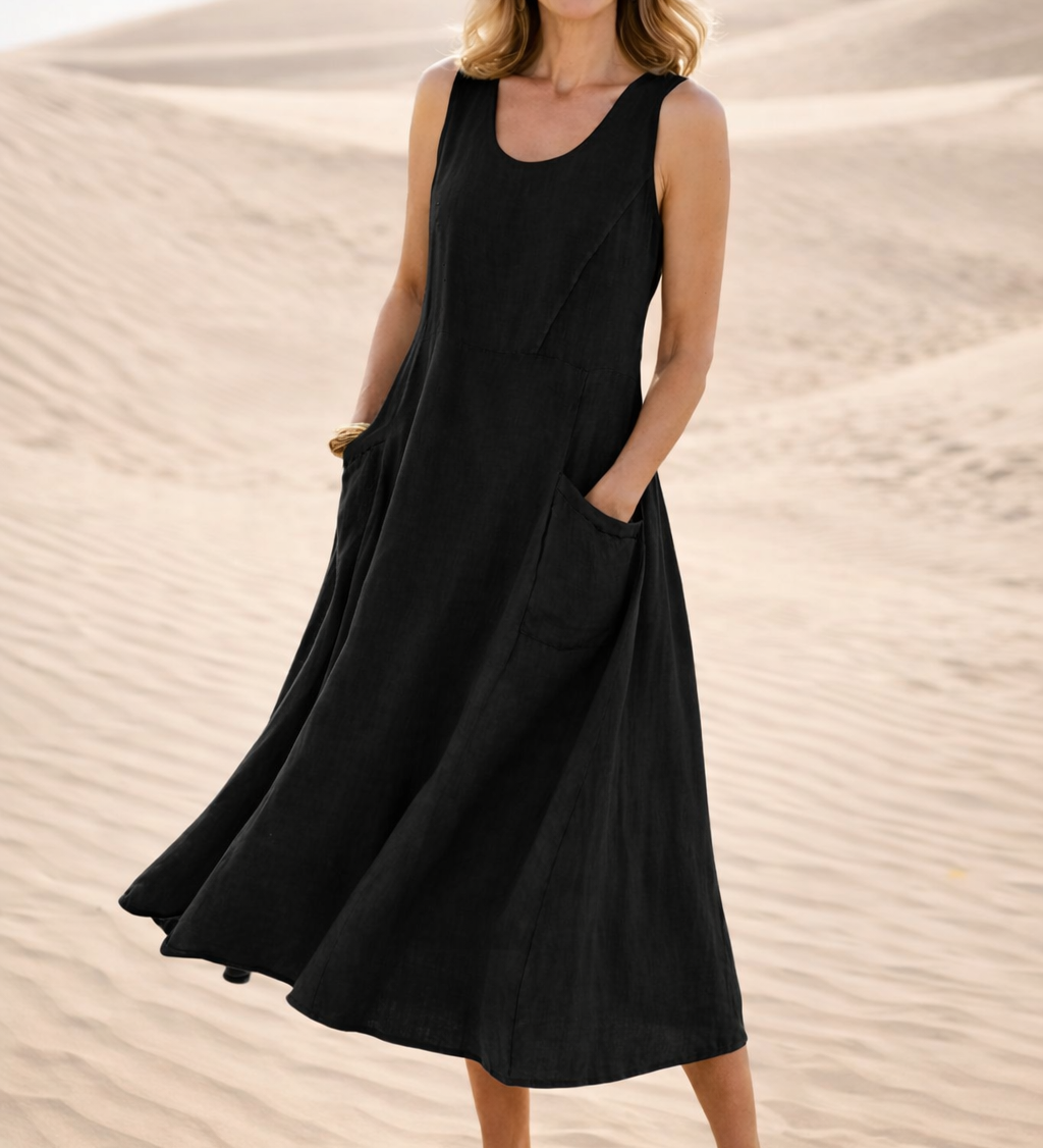 Luna – Rochie midi confortabilă în croială A