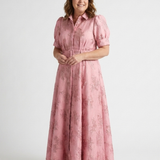 Xanthea | Rochie maxi cu mâneci scurte, ajustată, cu un model floral