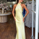 ZEYNEP | Rochie maxi elegantă din satin cu decolteu halter