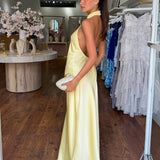 ZEYNEP | Rochie maxi elegantă din satin cu decolteu halter