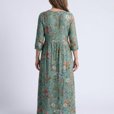 Marina | Rochie Maxi cu Decolteu în V și Mâneci Trei Sferturi