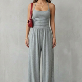 Jumpsuit lejer cu bretele spaghetti și pantaloni largi