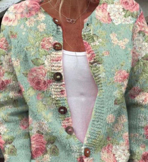 Merryn - Cardigan tricotat cu flori