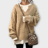 Pulover din Tricot Gros cu Motiv de Împletituri