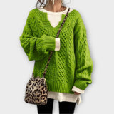 Pulover din Tricot Gros cu Motiv de Împletituri