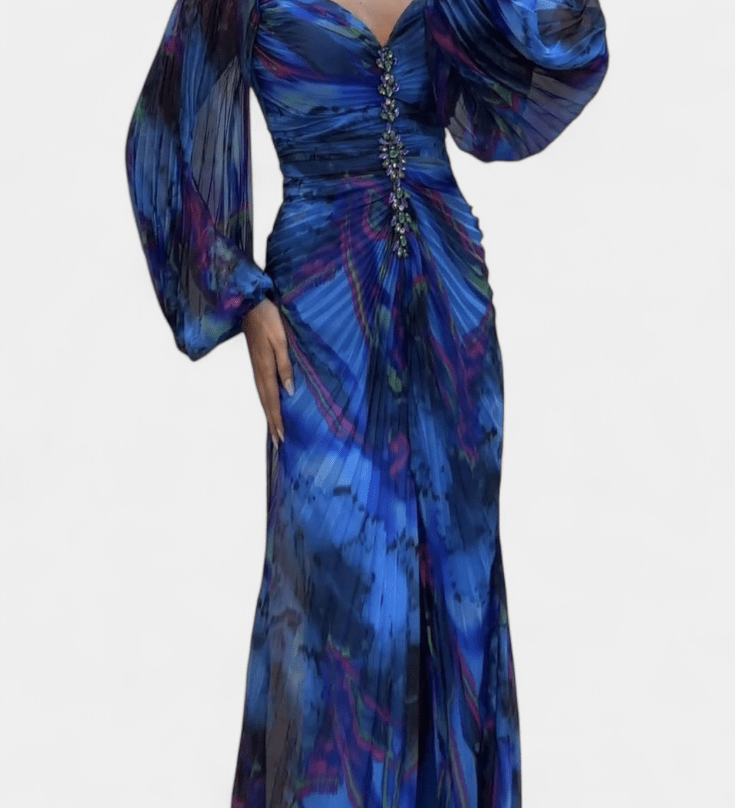 Quintessa™ | Rochie Maxi Plisată Colorată