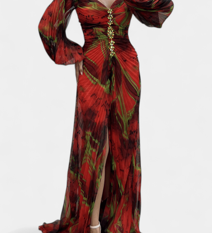 Quintessa™ | Rochie Maxi Plisată Colorată