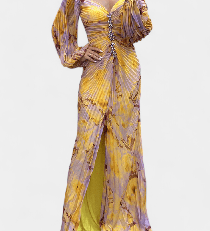 Quintessa™ | Rochie Maxi Plisată Colorată
