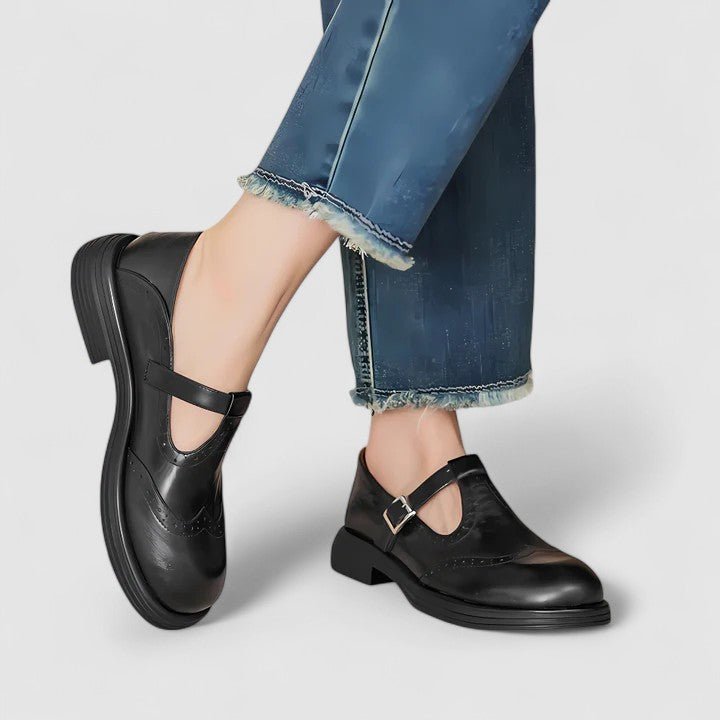 Ileana | Pantofi Mary Jane cu Perforații Marie