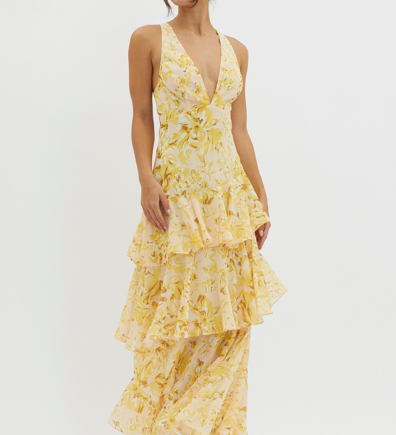 LISA | Rochie Maxi Florală cu Volane