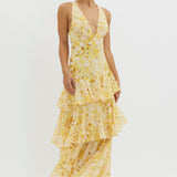 LISA | Rochie Maxi Florală cu Volane