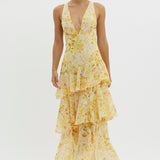 LISA | Rochie Maxi Florală cu Volane