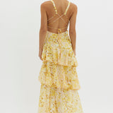 LISA | Rochie Maxi Florală cu Volane