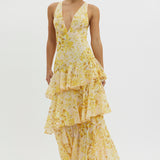 LISA | Rochie Maxi Florală cu Volane