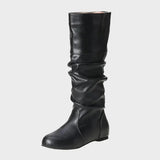 Vasia - Botine casual cu toc mic și plisaje