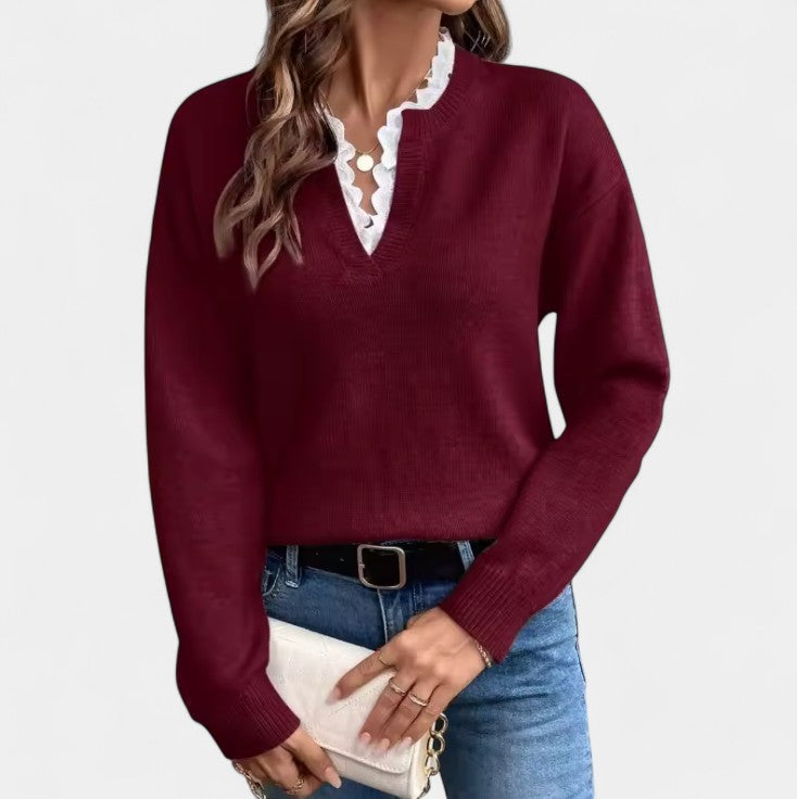 Anne | Cămașă Elegantă cu Dantelă