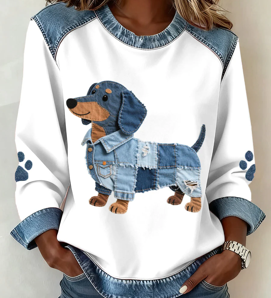 Anca – Pulover Patchwork Cățeluș