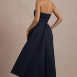 ANNE | Rochie Midi Stilată cu Decolteu Fără Umeri