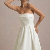 ANNE | Rochie Midi Stilată cu Decolteu Fără Umeri