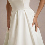 ANNE | Rochie Midi Stilată cu Decolteu Fără Umeri