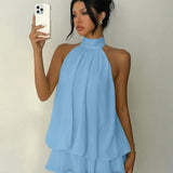 Rochie mini stratificată cu spate gol