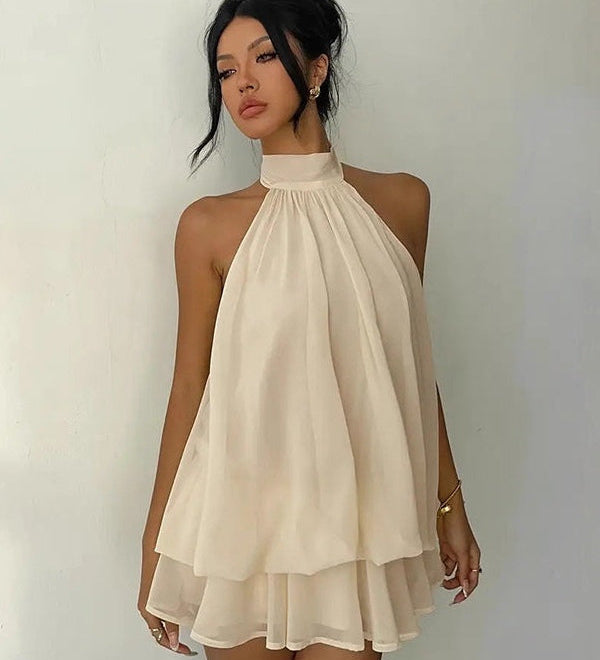 Rochie mini stratificată cu spate gol