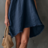Rochie mini pe un umăr, albastru marin