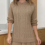 Rochie mini tricotată cu model cablu, fildeș