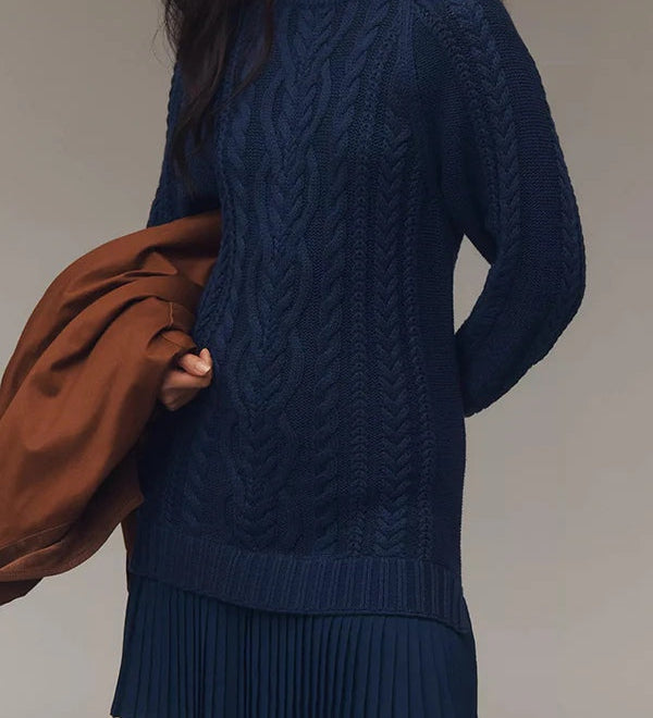 Rochie mini tricotată cu model cablu, fildeș