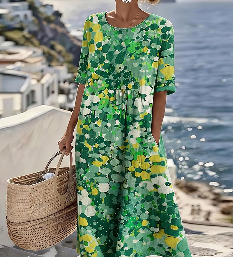 Rochie midi florală, lejeră și ușoară