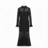 Veronika | Rochie maxi din dantelă neagră