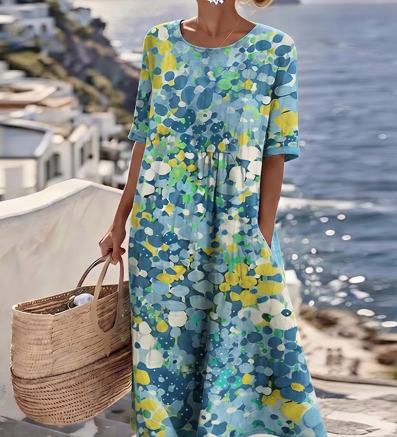 Rochie midi florală, lejeră și ușoară