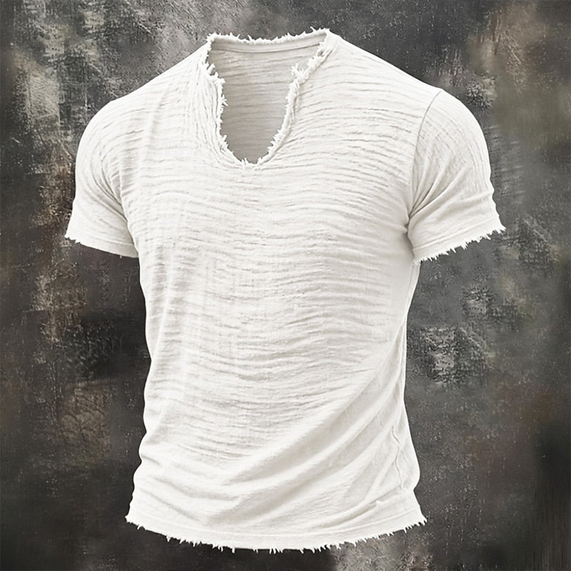 Ettore - Tricou cu Decolteu în V și Aspect Vintage