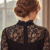 Veronika | Rochie maxi din dantelă neagră