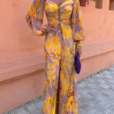 GRETA™ – ROCHIE FLORALĂ LUNGĂ CU DECUPAJ ADÂNC
