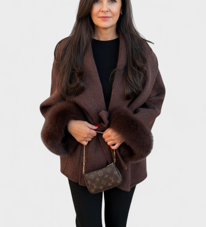 Dagmar™ | Palton elegant cu blană ecologică