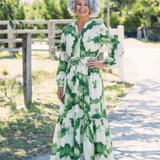 Sabine | Rochie maxi cu mânecă lungă și talie legată