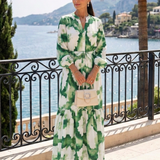 Sabine | Rochie maxi cu mânecă lungă și talie legată