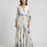 Lavinia | Rochie Maxi cu Mâneci Lungi și Decolteu în V cu Flori