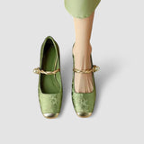 Ileana | Pantofi cu Aspect Satinat și Toc Ornamentat Camille