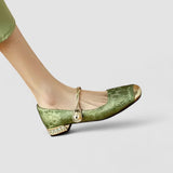 Ileana | Pantofi cu Aspect Satinat și Toc Ornamentat Camille