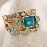 Herta - Set de inele cu cristal albastru Vintage