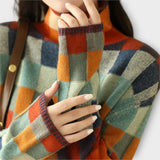 Erika | Pulover cu Motiv Patchwork și Guler Înalt