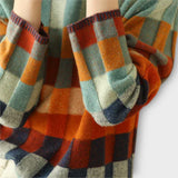 Erika | Pulover cu Motiv Patchwork și Guler Înalt