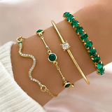 Aurora - Set de brățări vintage cu accent verde