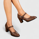 Ileana | Pantofi Mary Jane cu Toc Gros Brigitte