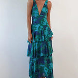 LISA | Rochie Maxi Florală cu Volane