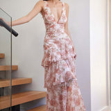 LISA | Rochie Maxi Florală cu Volane